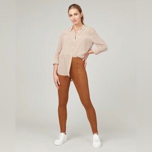 NWT SPANX Faux Suede Leggings Rich Caramel size M 20322R
